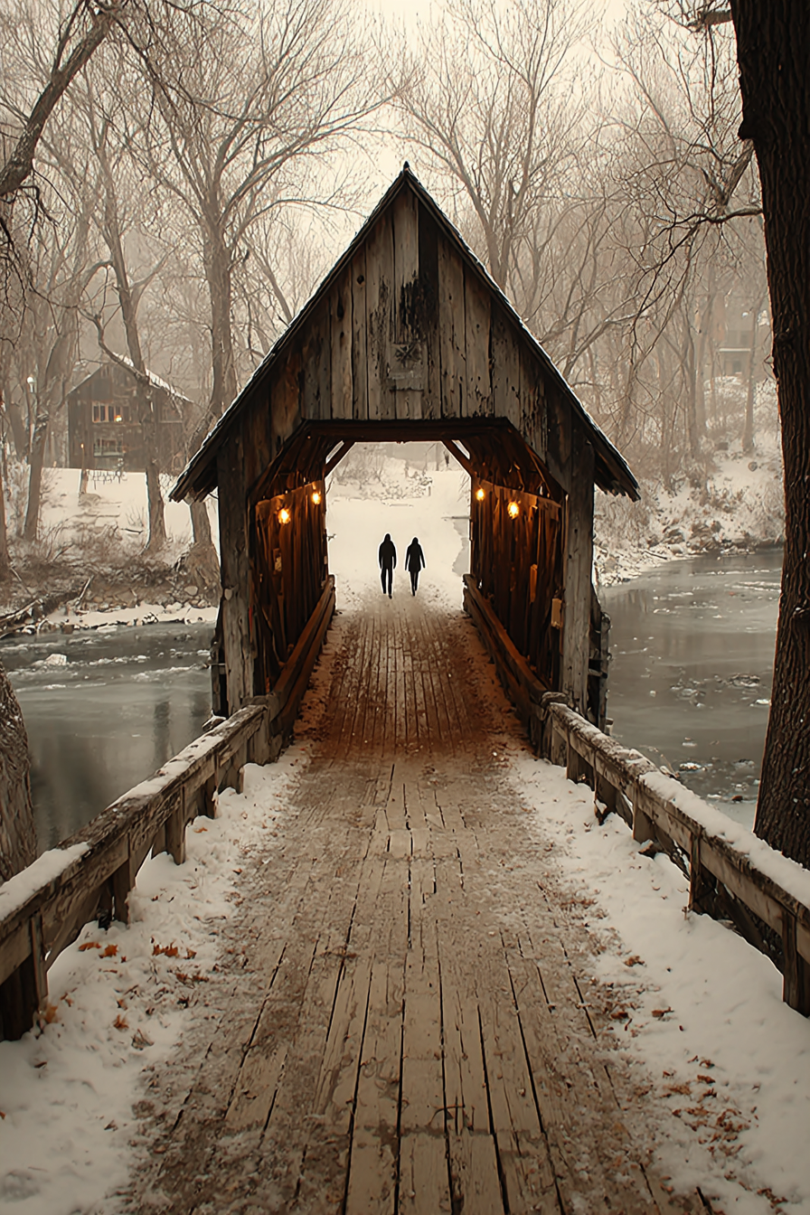 Book cover concept — covered bridge