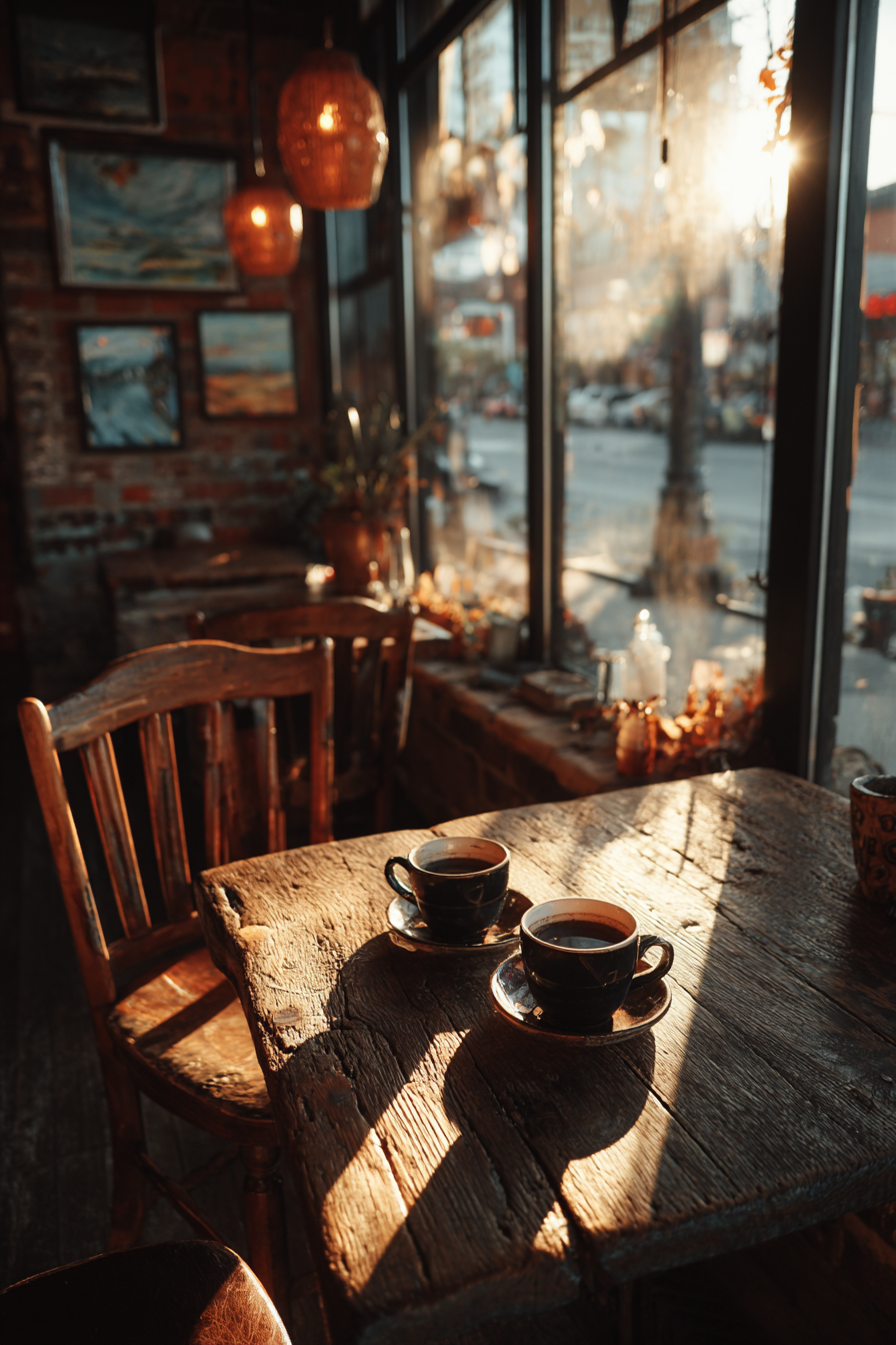 Book cover concept — two cups, one window