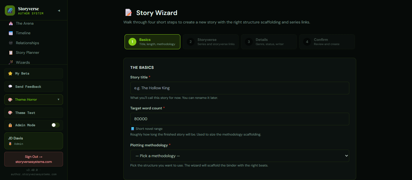 Storyverse Forge — creating a new story