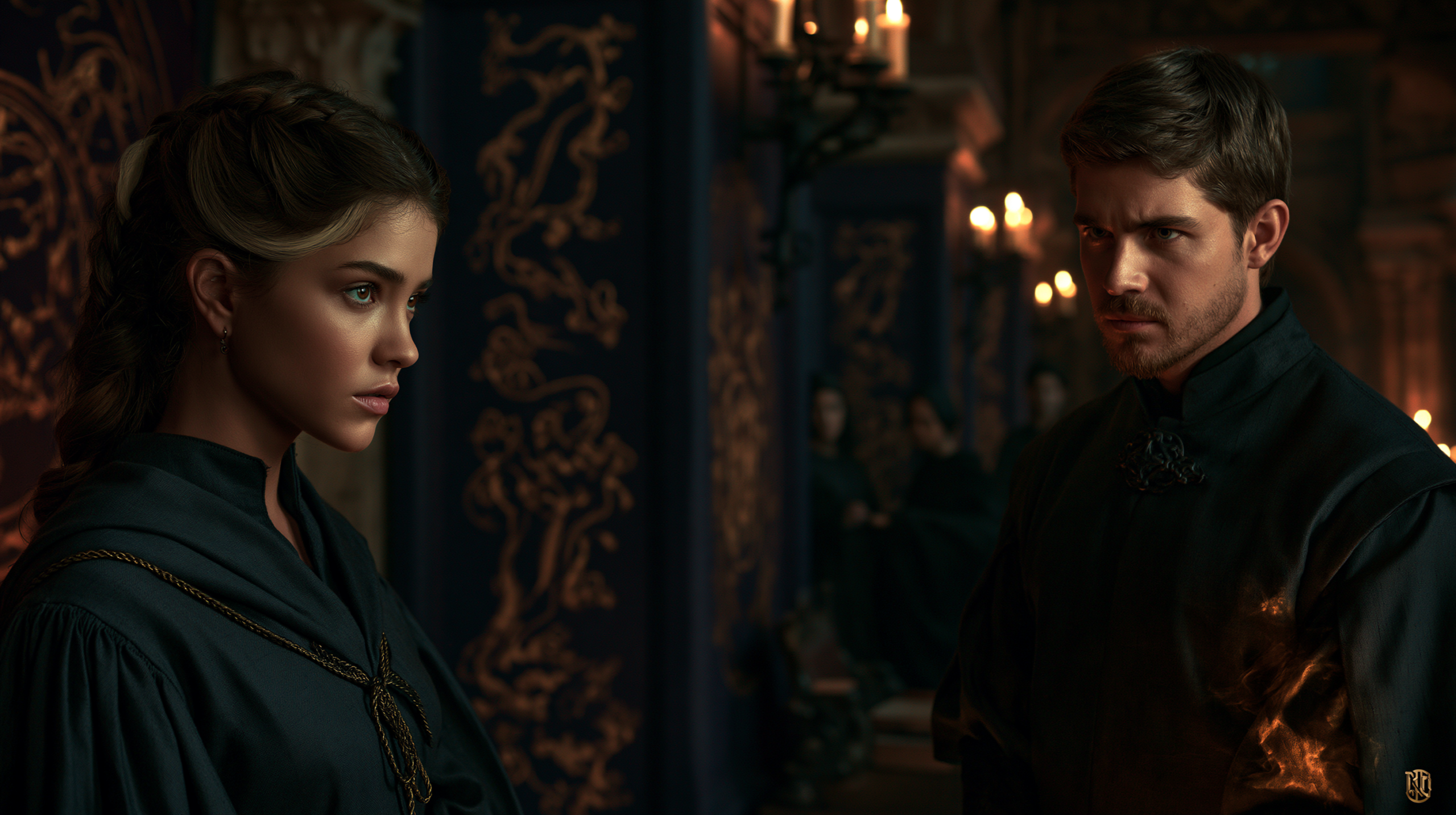 The Forbidden Resonance — Lirien Marenne and Brennan Stormhold at the moment before the first Resonance